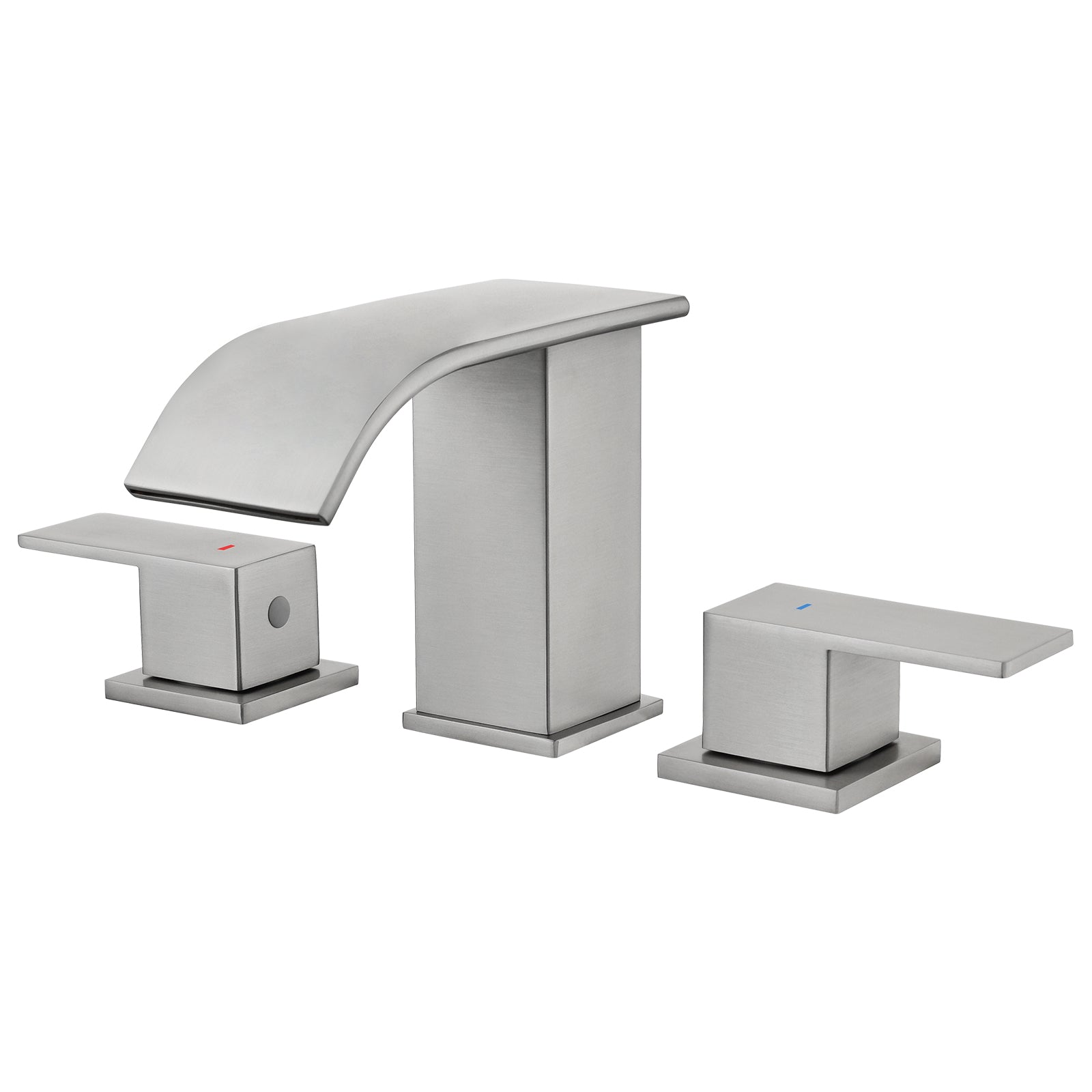 Leyso Brushed Nickel Bathroom Faucet 3 Hole, Widespread Waterfall Bathroom Sink Faucet with Pop-Up Drain & cUPC Hose Modern Two Handle Sink Faucet for Vanity Lavatory Restroom