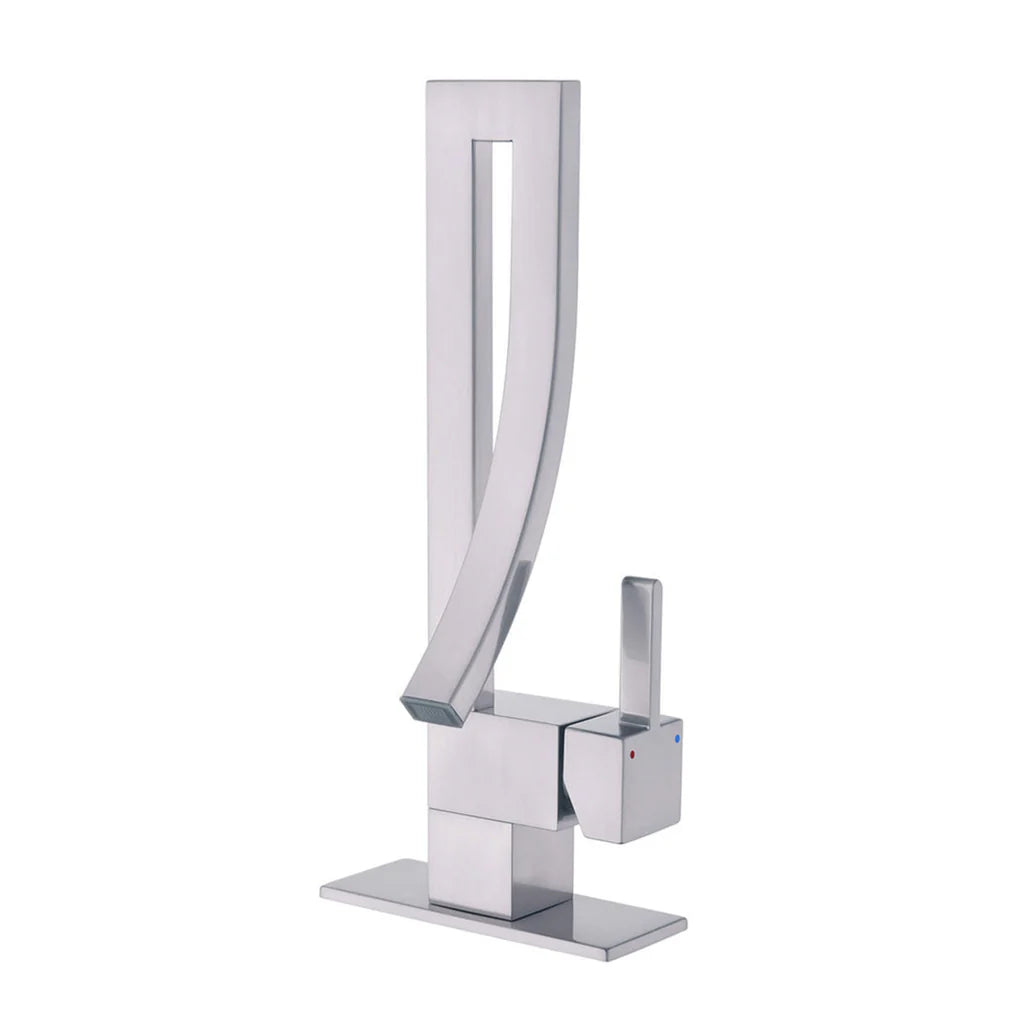Rbrohant Vertical Sculpted Spout Mixer Tap with Side Lever