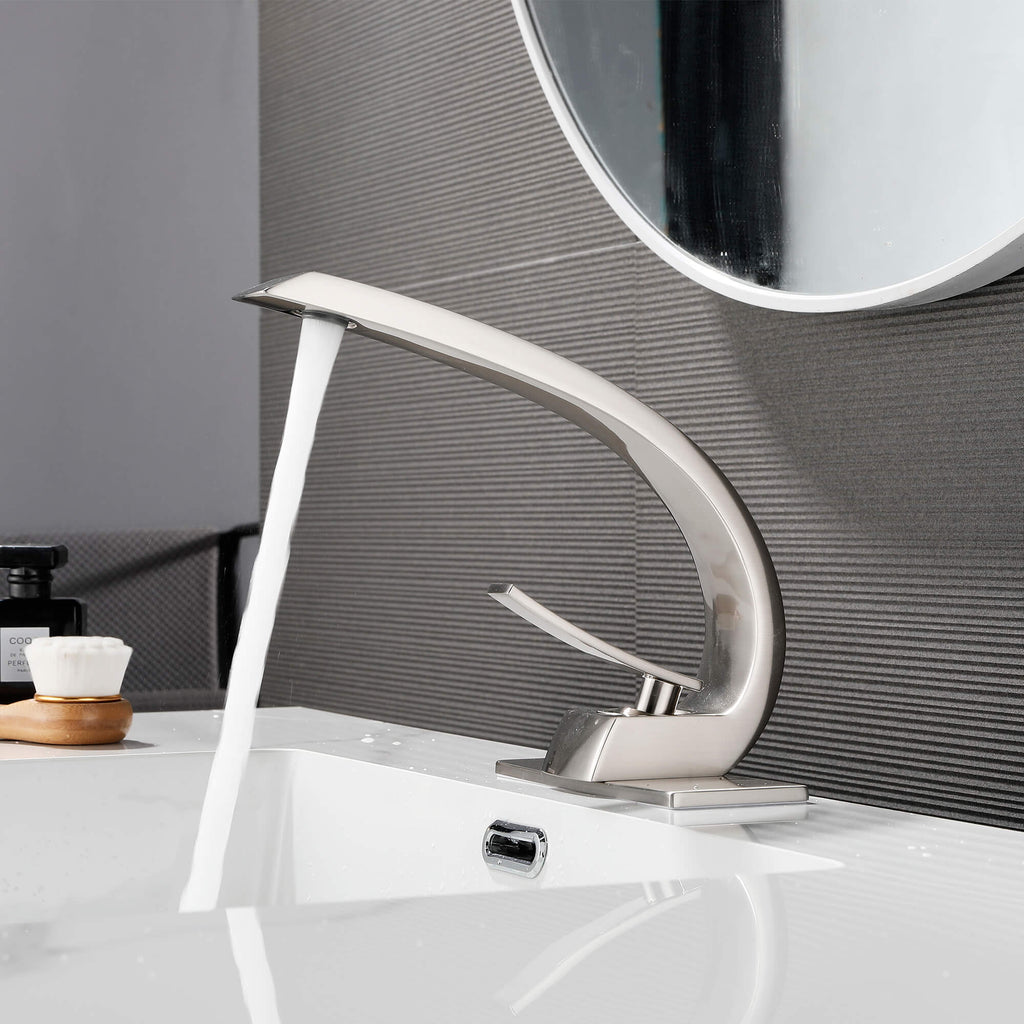 Rbrohant Modern Bathroom Faucet - C-Shape Design, Single Handle, CEC Compliant, cUPC Certified