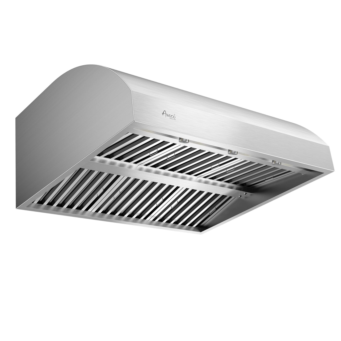 Awoco 42" Outdoor BBQ Vent Hood 18" High Type 304 Stainless Steel, 4 Speeds 2000 CFM, Dual Blowers, Adjustable LED Lights, 8” Round Top Vent