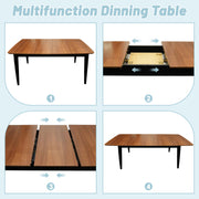 Dormily Dining Table Kitchen Table, Extendable Rectangular Dining Set with Natural Colour, Easy Assembly, Modern Dining Table Set for 6 People, Suitable for Living Room, Dining Room, Kitchen