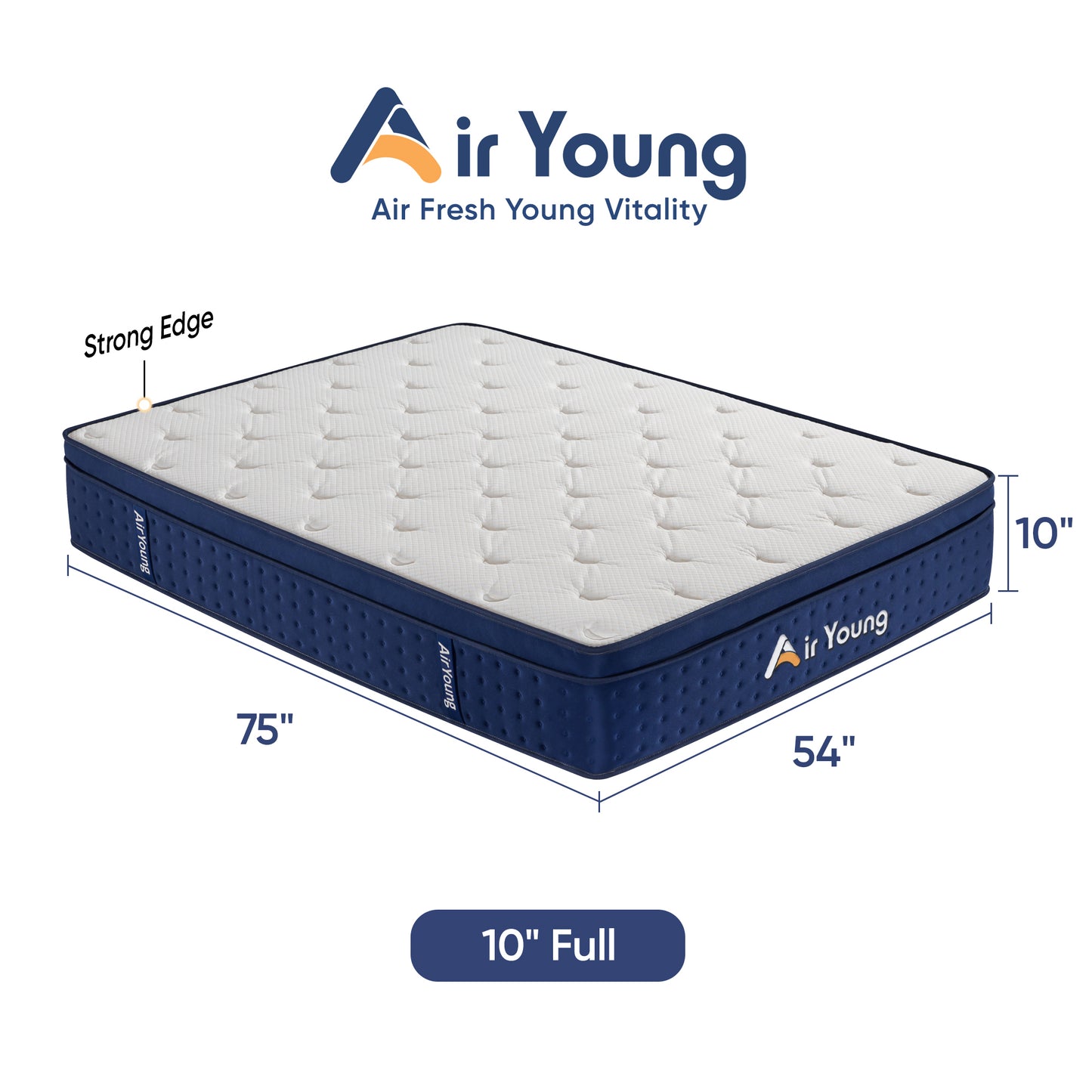 AirYoung Full Mattress - Midium Firm, Hybrid Mattress with Zero Pressure Memory Foam & 7-Zone Pocketed Coils for Pressure Relief, Motion isolation, CertiPUR-US Certified