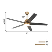 52" Vaczon Otis LED Ceiling Fan - App & Remote Control, Downrod Mount