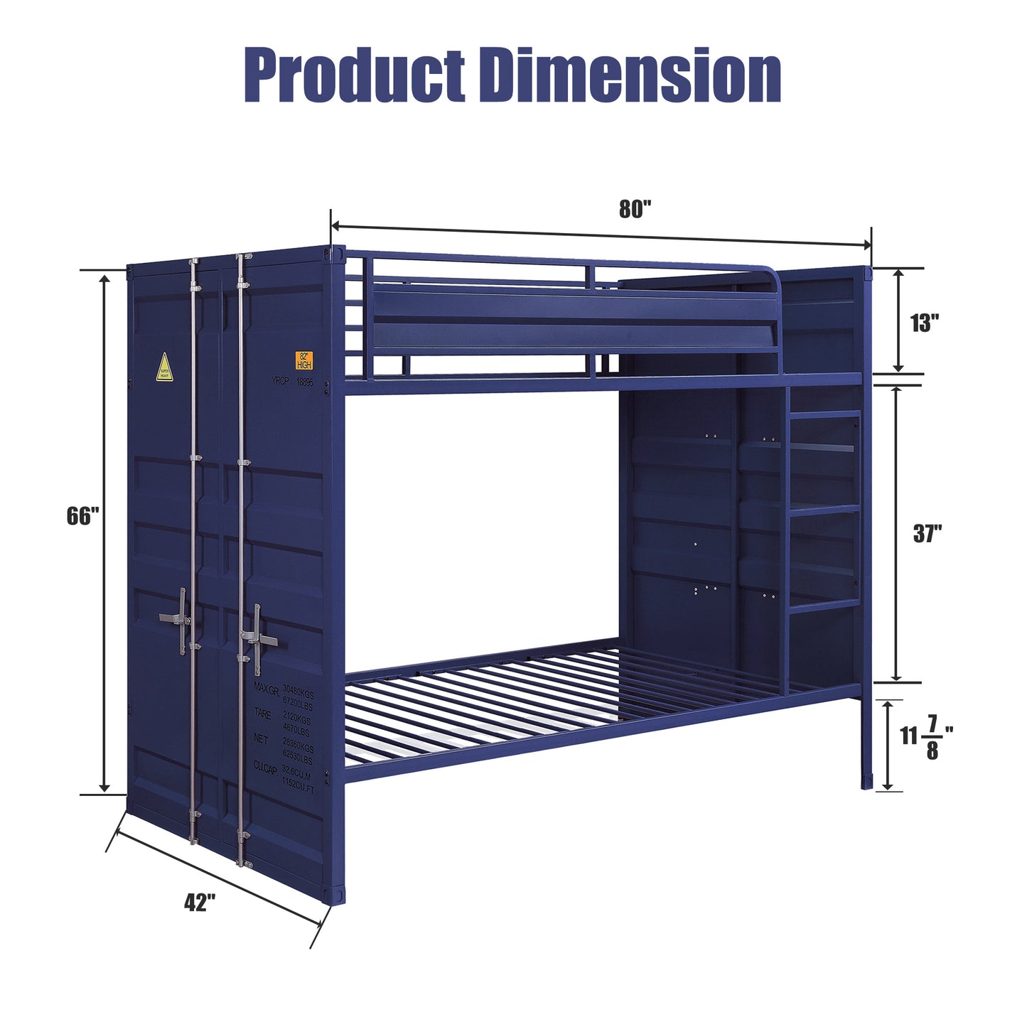 Dormily Twin Over Twin Metal Bunk Bed with Sturdy Guard Rail, Heavy Duty Twin Size Metal Bunk Beds Frame with Ladder, Industrial Bunk Beds, No Box Spring Needed