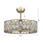 25" Crystal Fandelier - Modern Chandelier Ceiling Fan with LED Light & Remote