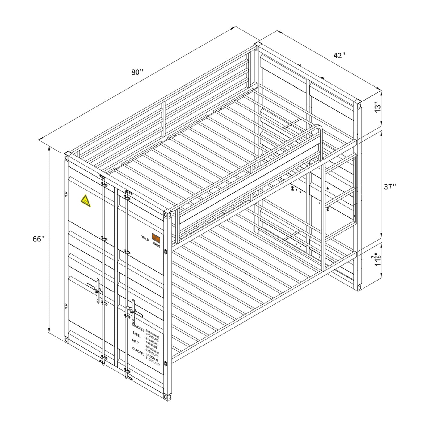 Dormily Twin Over Twin Metal Bunk Bed with Sturdy Guard Rail, Heavy Duty Twin Size Metal Bunk Beds Frame with Ladder, Industrial Bunk Beds, No Box Spring Needed