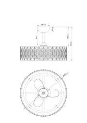 25" Crystal Fandelier - Modern Chandelier Ceiling Fan with LED Light & Remote