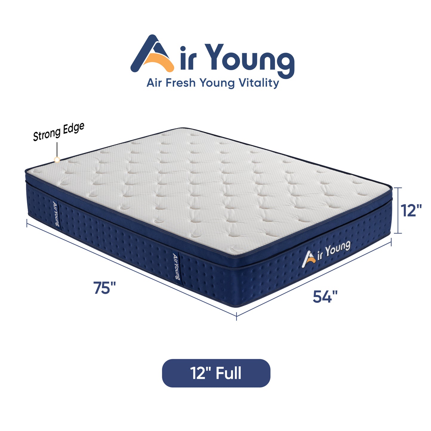 AirYoung Full Mattress - Midium Firm, Hybrid Mattress with Zero Pressure Memory Foam & 7-Zone Pocketed Coils for Pressure Relief, Motion isolation, CertiPUR-US Certified