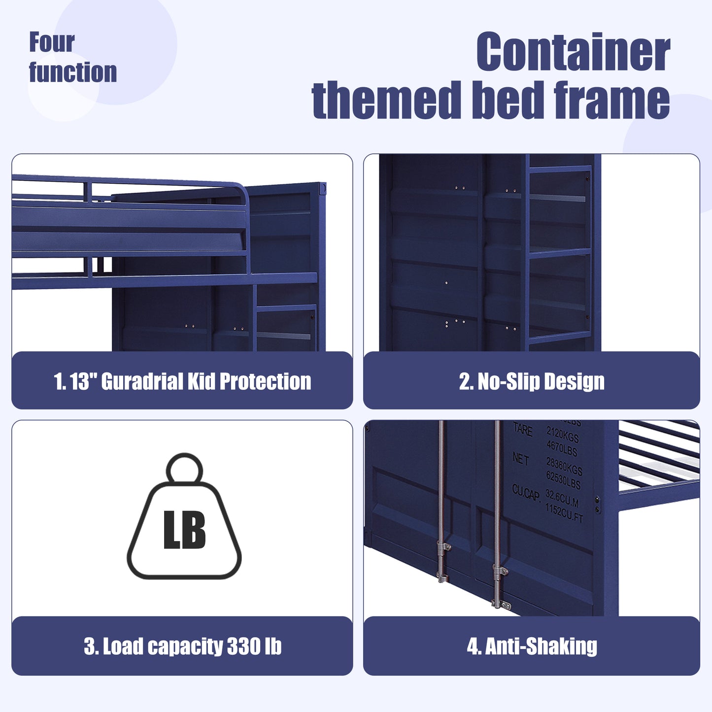 Dormily Twin Over Twin Metal Bunk Bed with Sturdy Guard Rail, Heavy Duty Twin Size Metal Bunk Beds Frame with Ladder, Industrial Bunk Beds, No Box Spring Needed