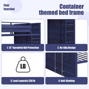 Dormily Twin Over Twin Metal Bunk Bed with Sturdy Guard Rail, Heavy Duty Twin Size Metal Bunk Beds Frame with Ladder, Industrial Bunk Beds, No Box Spring Needed