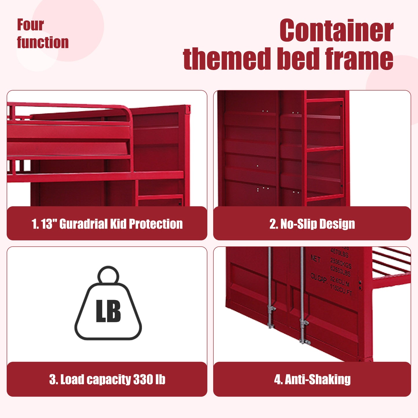 Dormily Twin Over Twin Metal Bunk Bed with Sturdy Guard Rail, Heavy Duty Twin Size Metal Bunk Beds Frame with Ladder, Industrial Bunk Beds, No Box Spring Needed