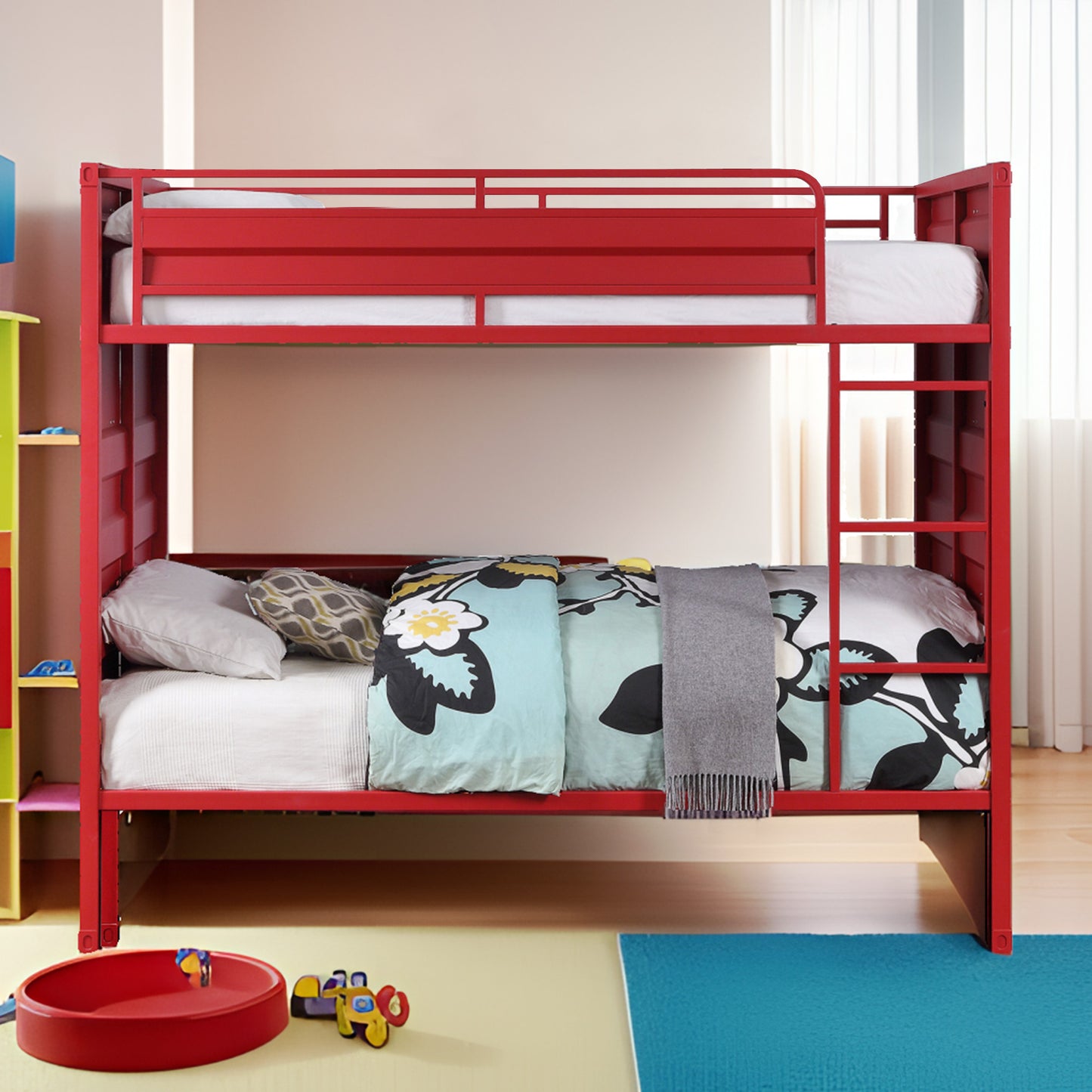 Dormily Twin Over Twin Metal Bunk Bed with Sturdy Guard Rail, Heavy Duty Twin Size Metal Bunk Beds Frame with Ladder, Industrial Bunk Beds, No Box Spring Needed