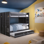 Dormily Full Over Full Metal Bunk Bed with Trundle Heavy Duty Metal Bunk Beds Frame with Ladder Convertible Bunk Bed with Safety Guard Rails, 3 in 1 Bunk Beds No Box Spring Needed