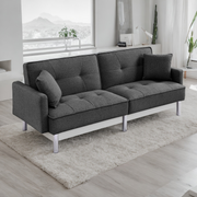 Dormily 84 inch Modern Sofa: Modern Futon Mid-Century Style, 3-Seater Modern Couch with 2 Pillows - Perfect for Living Rooms, Bedrooms, Home Offices, and Apartments