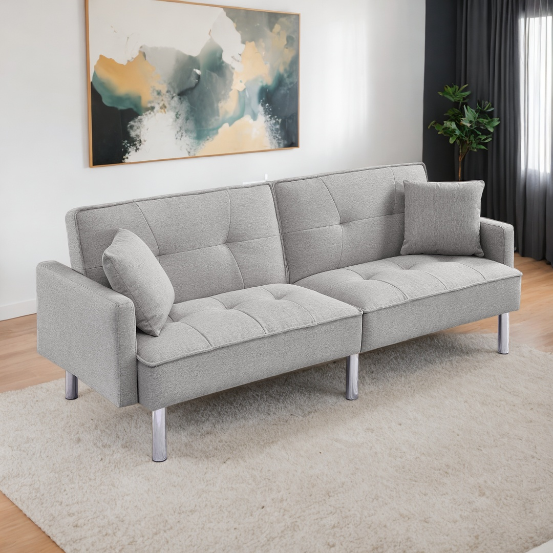 Dormily 84 inch Modern Sofa: Modern Futon Mid-Century Style, 3-Seater Modern Couch with 2 Pillows - Perfect for Living Rooms, Bedrooms, Home Offices, and Apartments