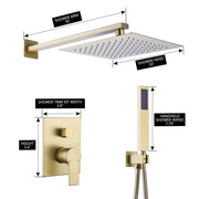 Rbrohant Wall-Mounted Rain Shower System with Pressure Balance Valve - Brushed Nickel, CEC Certified, 10" Rainfall Showerhead with Handheld Spray