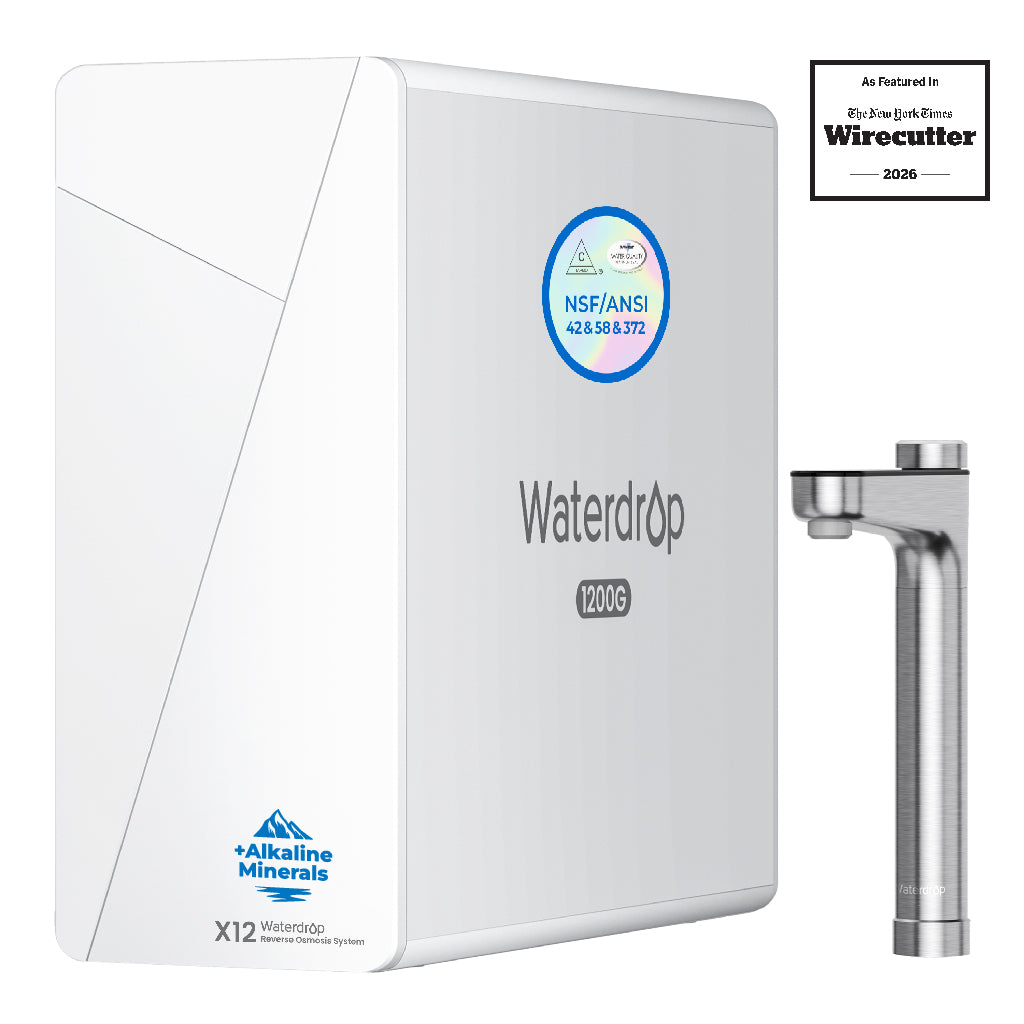 Waterdrop X12 White Tankless Reverse Osmosis System | 1200 GPD | 11-Stage Filtration | UV Sterilization | Alkaline Mineral Technology | Smart Faucet | NSF/ANSI 42, 58 & 372 Certified