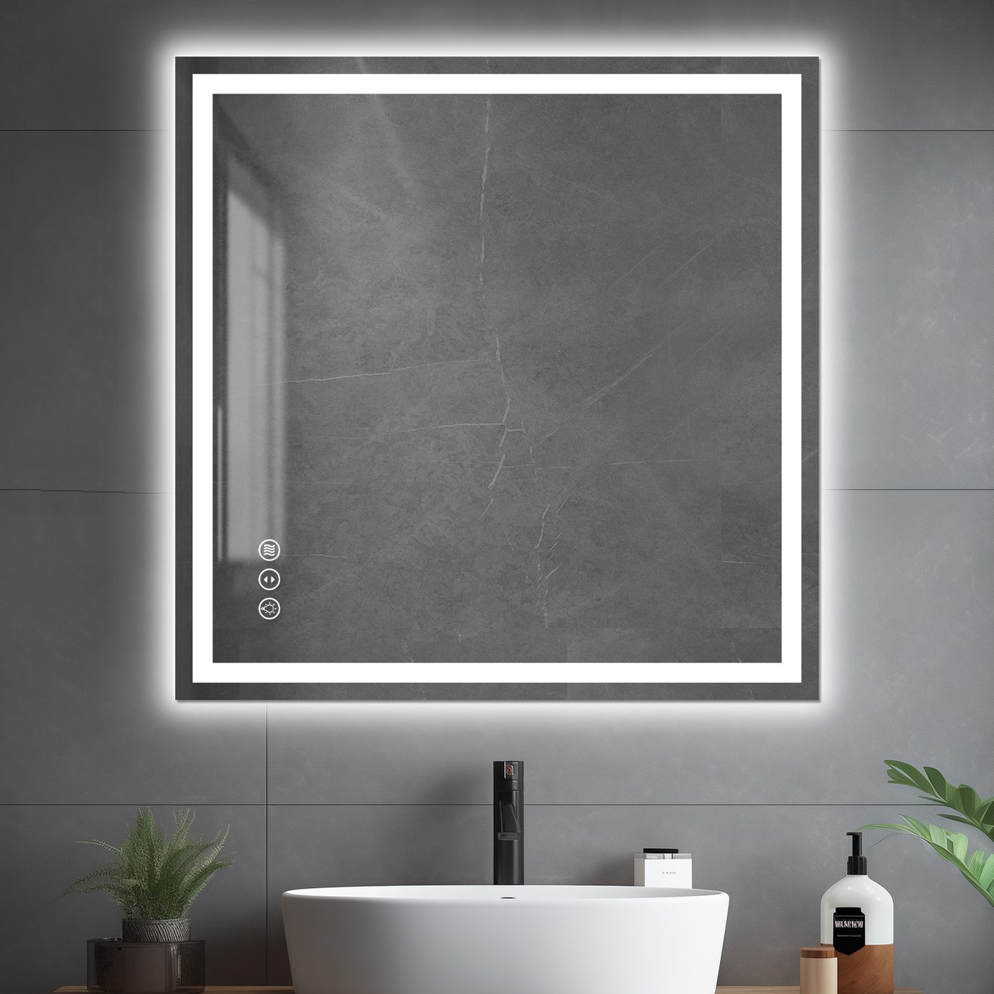 Awoco LED Bathroom Mirror, Vanity Mirror with Backlit and Front Light, Dimmable Anti-Fog Lighted Mirror, Memory Function, 3 Colors Mirror for Bathroom Wall