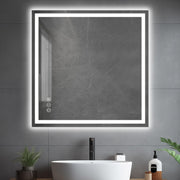 Awoco LED Bathroom Mirror, Vanity Mirror with Backlit and Front Light, Dimmable Anti-Fog Lighted Mirror, Memory Function, 3 Colors Mirror for Bathroom Wall