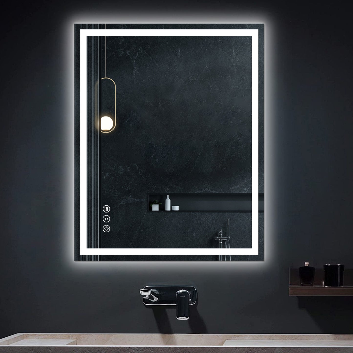 Awoco LED Bathroom Mirror, Vanity Mirror with Backlit and Front Light, Dimmable Anti-Fog Lighted Mirror, Memory Function, 3 Colors Mirror for Bathroom Wall