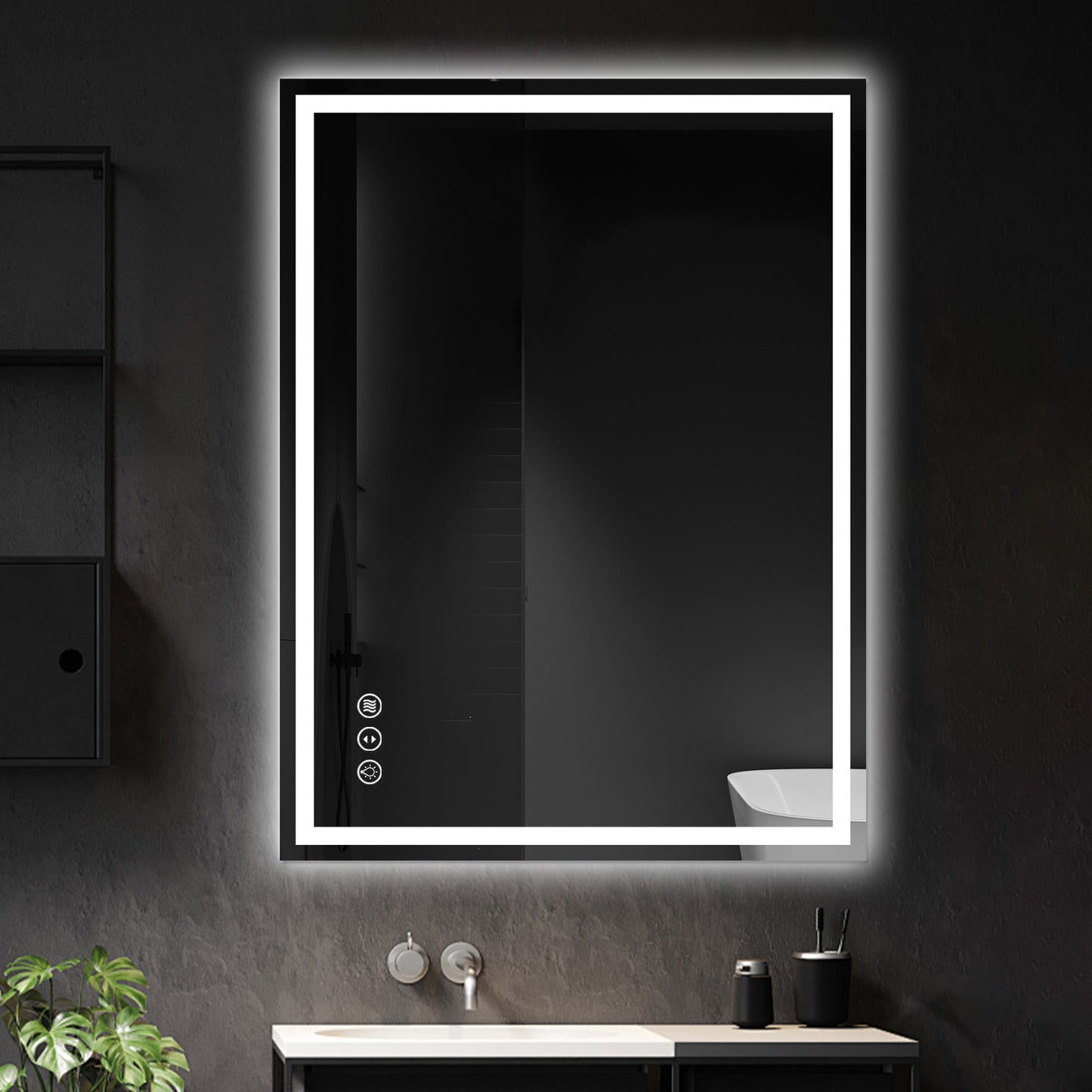 Awoco LED Bathroom Mirror, Vanity Mirror with Backlit and Front Light, Dimmable Anti-Fog Lighted Mirror, Memory Function, 3 Colors Mirror for Bathroom Wall