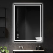 Awoco LED Bathroom Mirror, Vanity Mirror with Backlit and Front Light, Dimmable Anti-Fog Lighted Mirror, Memory Function, 3 Colors Mirror for Bathroom Wall