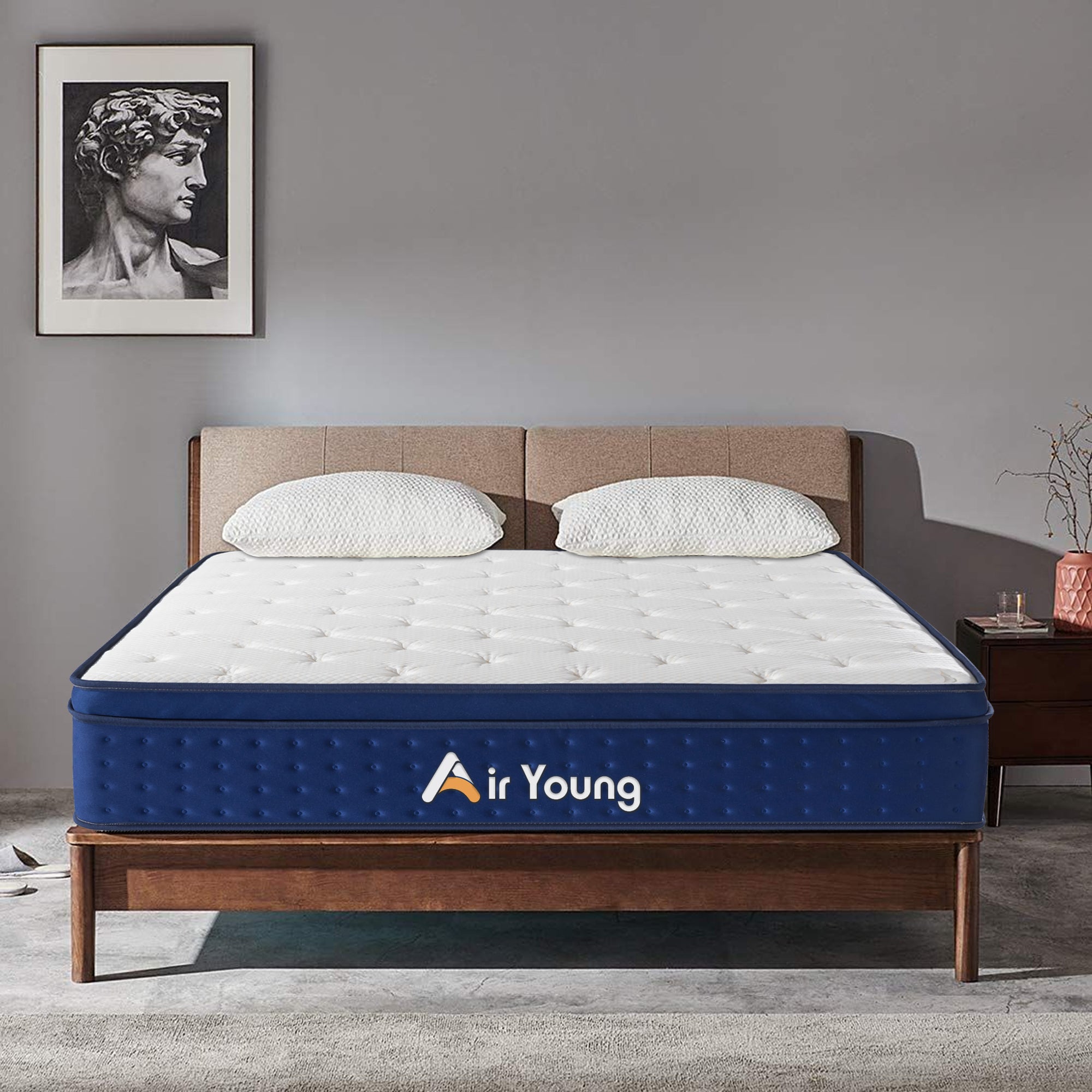 AirYoung King Mattress - Midium Firm, Hybrid Mattress with Zero Pressure Memory Foam & 7-Zone Pocketed Coils for Pressure Relief, Motion isolation, CertiPUR-US Certified