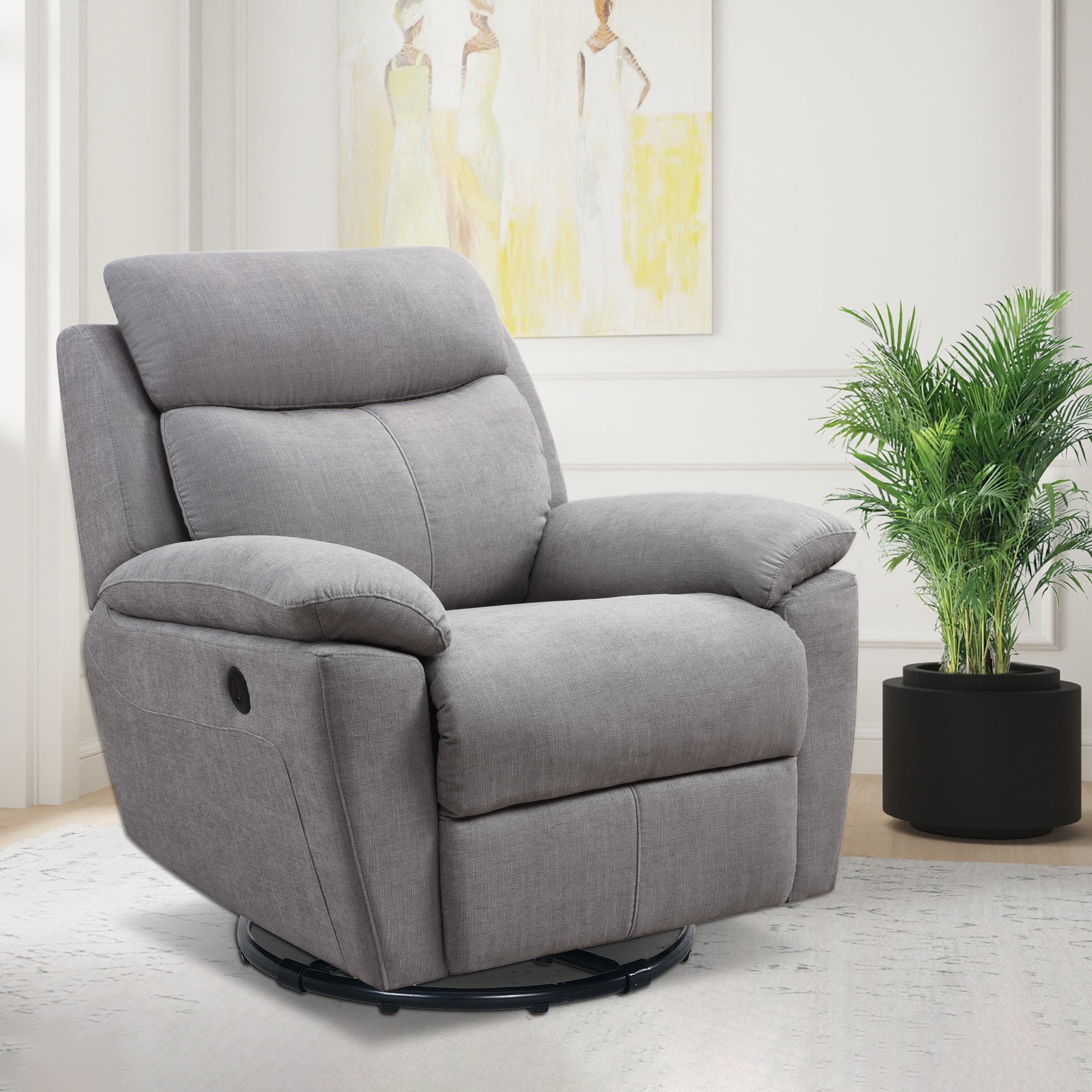 Dormily Recliner Chair for Adults, Ergonomic 270 Degree Swivel Power Recliner, Adjustable Modern Swivel Chair with Thick Seat Cushion and Backrest for Living Room, Bedroom, Nursery (Light Grey)