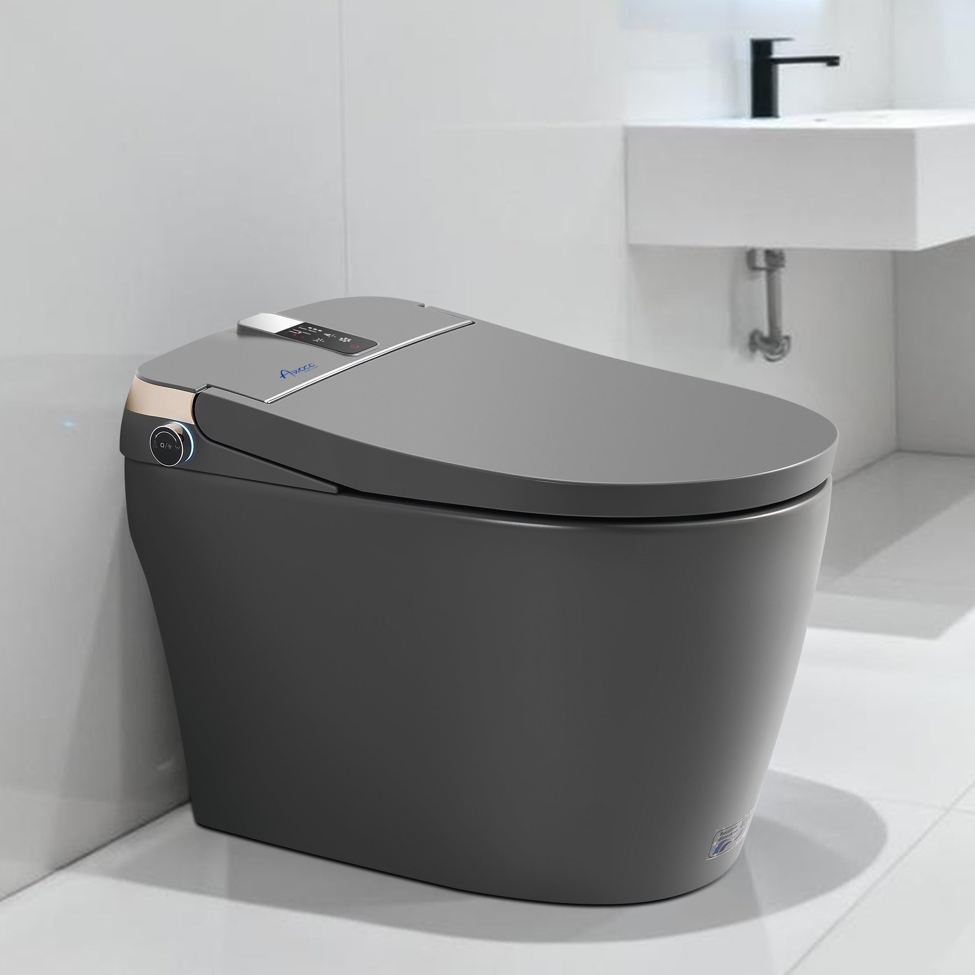 Awoco Smart Toilet with Bidet, Smart Bidet Toilet with Heated Seat, Auto Open Close, Foot Sensor, Auto Flush, Warm Water & Dryer, Remote Control, Digital Display, One Piece Toilet with Tank