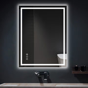 Awoco LED Bathroom Mirror, Vanity Mirror with Backlit and Front Light, Dimmable Anti-Fog Lighted Mirror, Memory Function, 3 Colors Mirror for Bathroom Wall