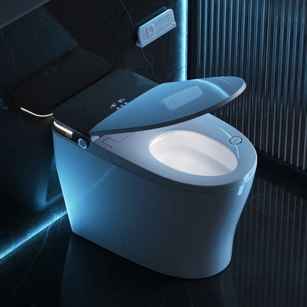 Smart Toilet with Auto Open Lid, UV Sterilization & Bidet - ADA Height, 1000 MAP Flush, Warm Air Dryer, Foot Sensor, Child Mode