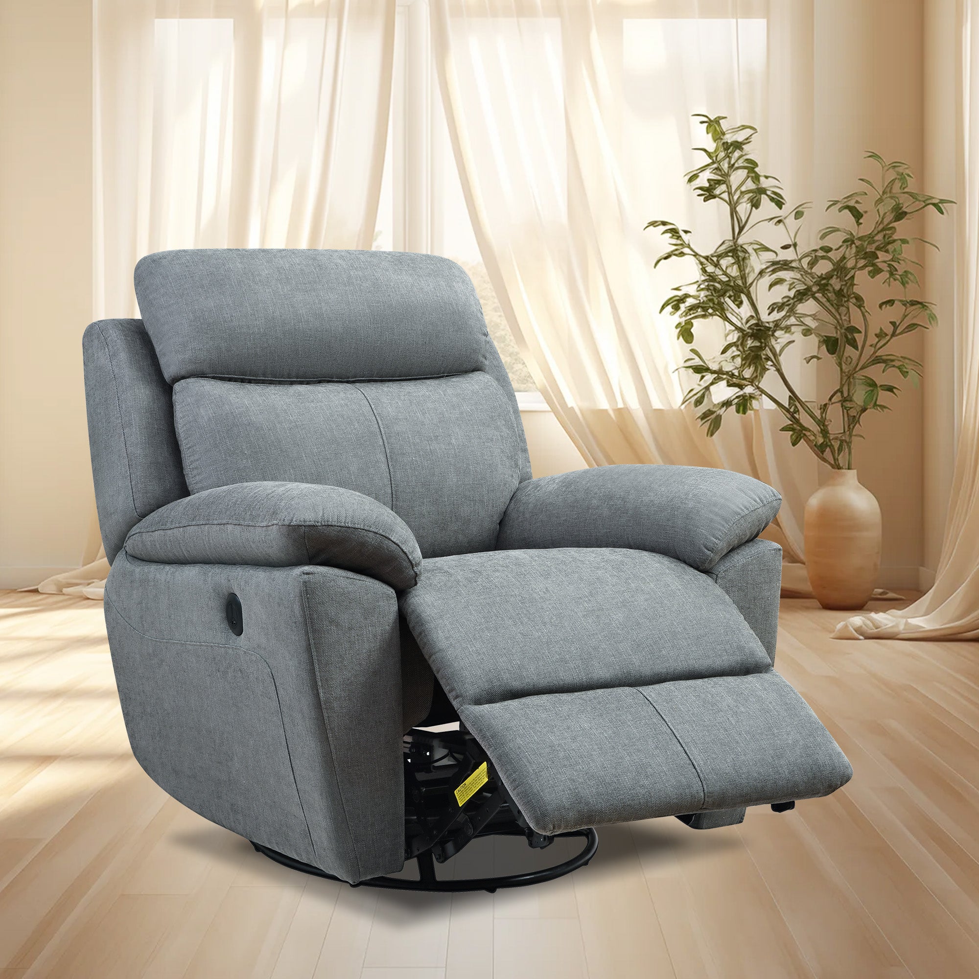 Dormily Recliner Chair for Adults, Ergonomic 270 Degree Swivel Power Recliner, Adjustable Modern Swivel Chair with Thick Seat Cushion and Backrest for Living Room, Bedroom, Nursery (Grey Green)