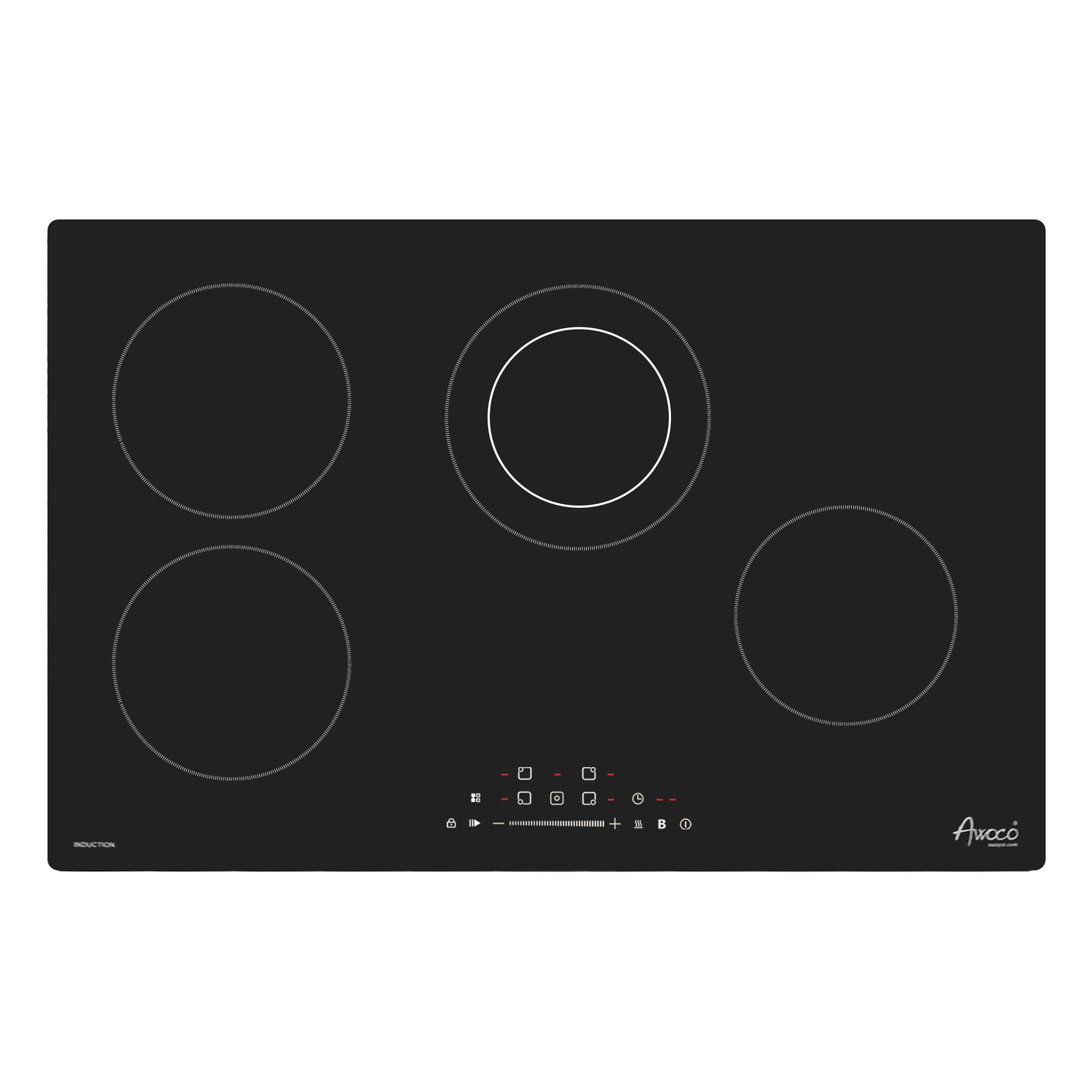 Awoco Ceramic Cooktop, Electric Stove with Multiple Burners with hard wire, 9 Power Levels Digital Timer Child Lock, Residual Heat Indicator, Automatic Shut-Off Easy Clean Touch Panel, 220-240V