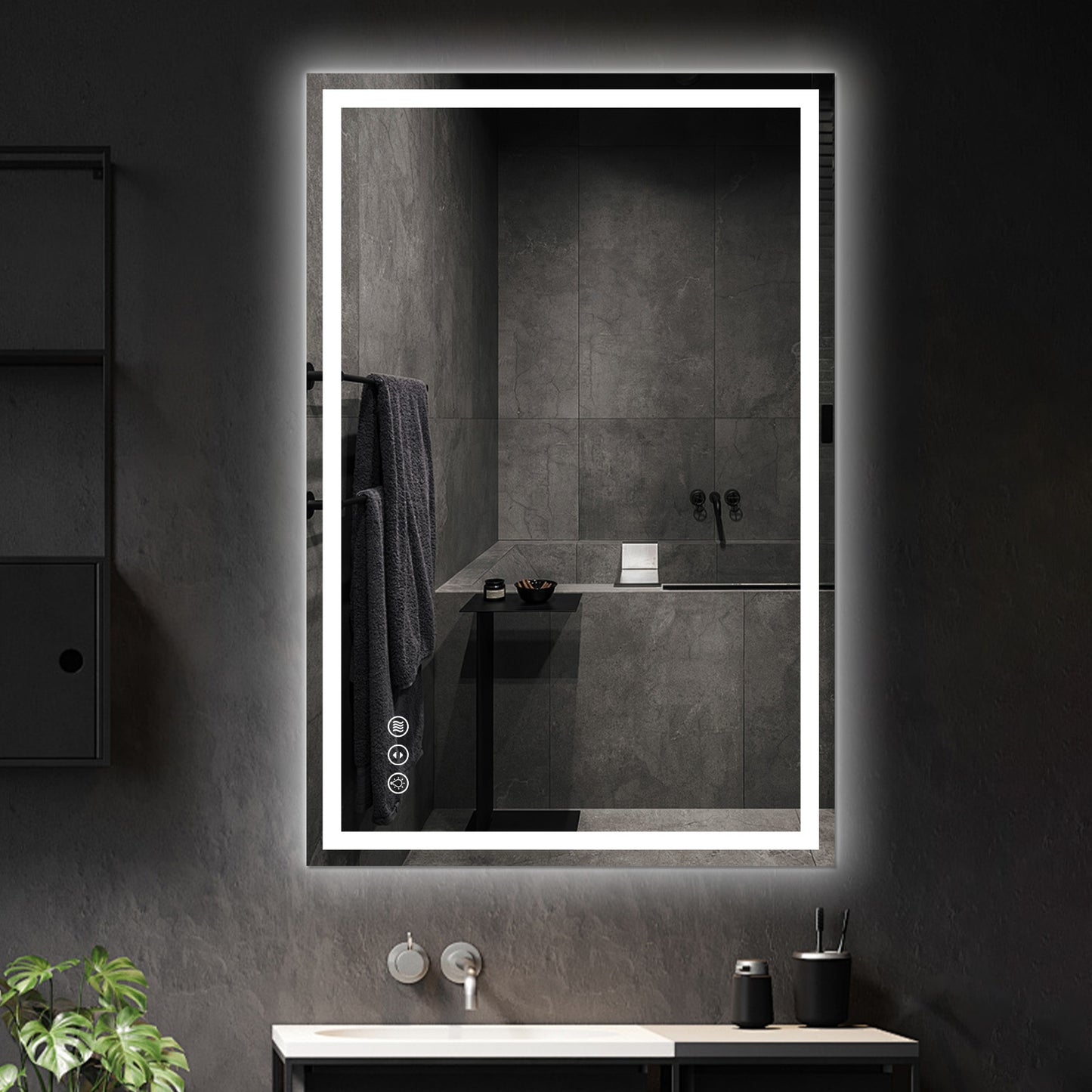 Awoco LED Bathroom Mirror, Vanity Mirror with Backlit and Front Light, Dimmable Anti-Fog Lighted Mirror, Memory Function, 3 Colors Mirror for Bathroom Wall