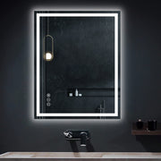 Awoco LED Bathroom Mirror, Vanity Mirror with Backlit and Front Light, Dimmable Anti-Fog Lighted Mirror, Memory Function, 3 Colors Mirror for Bathroom Wall