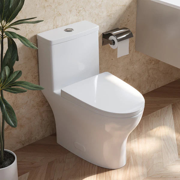 One-Piece Compact Elongated Toilet - Chair Height, Dual Flush 1000g MaP, Soft Close Seat, 12" Rough-In