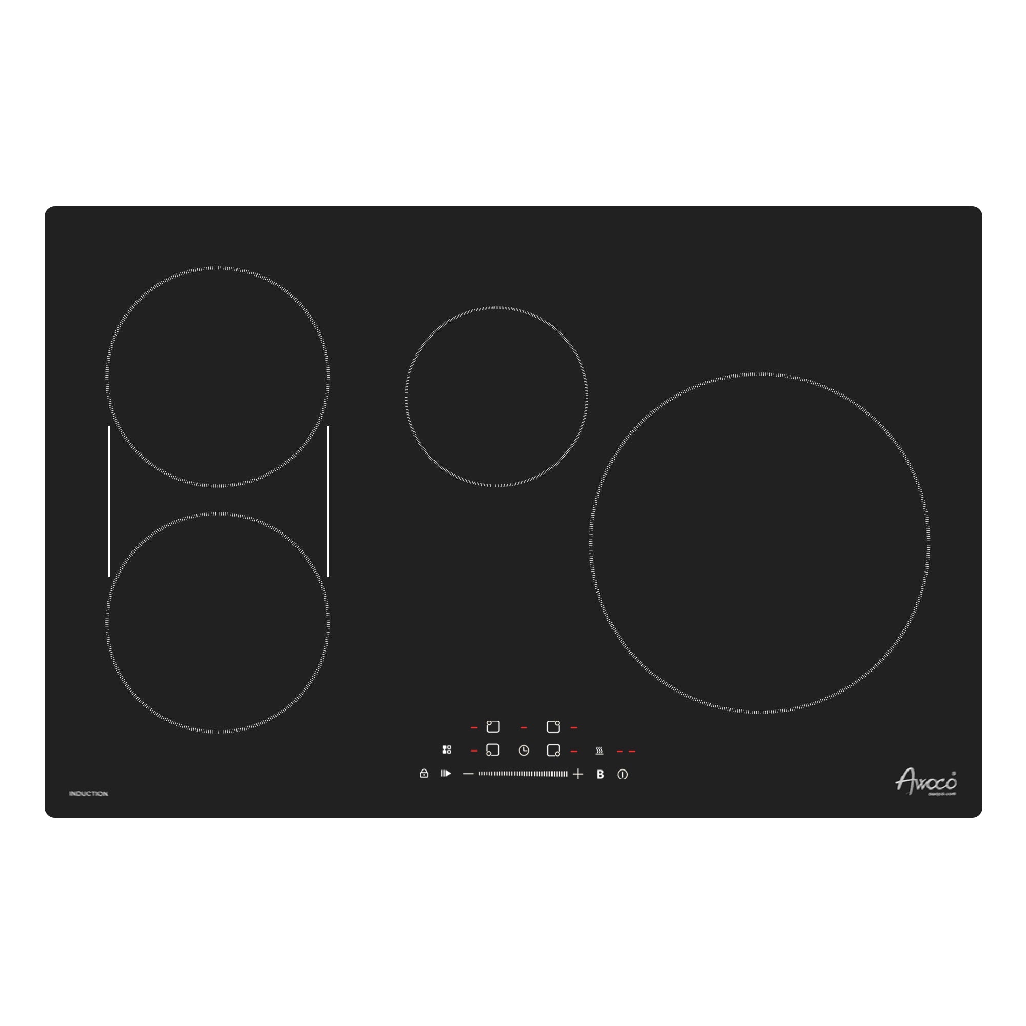 Awoco Induction Cooktop, built in Induction Stove Top, Electric Cooktop with Multiple Boost Burners with 9 power level, Residual Heat Indicator, Child Safety Lock, 220-240V with hard wire