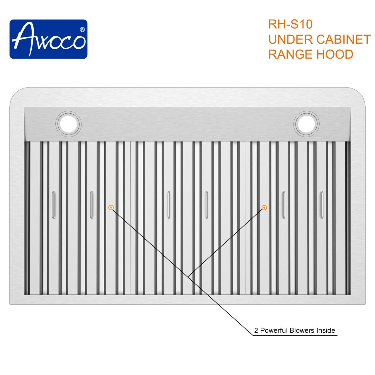 Awoco 30" Under Cabinet Supreme 10”H Stainless Steel Range Hood, 4 Speeds 8” Round Top Vent 1000CFM with Remote Control