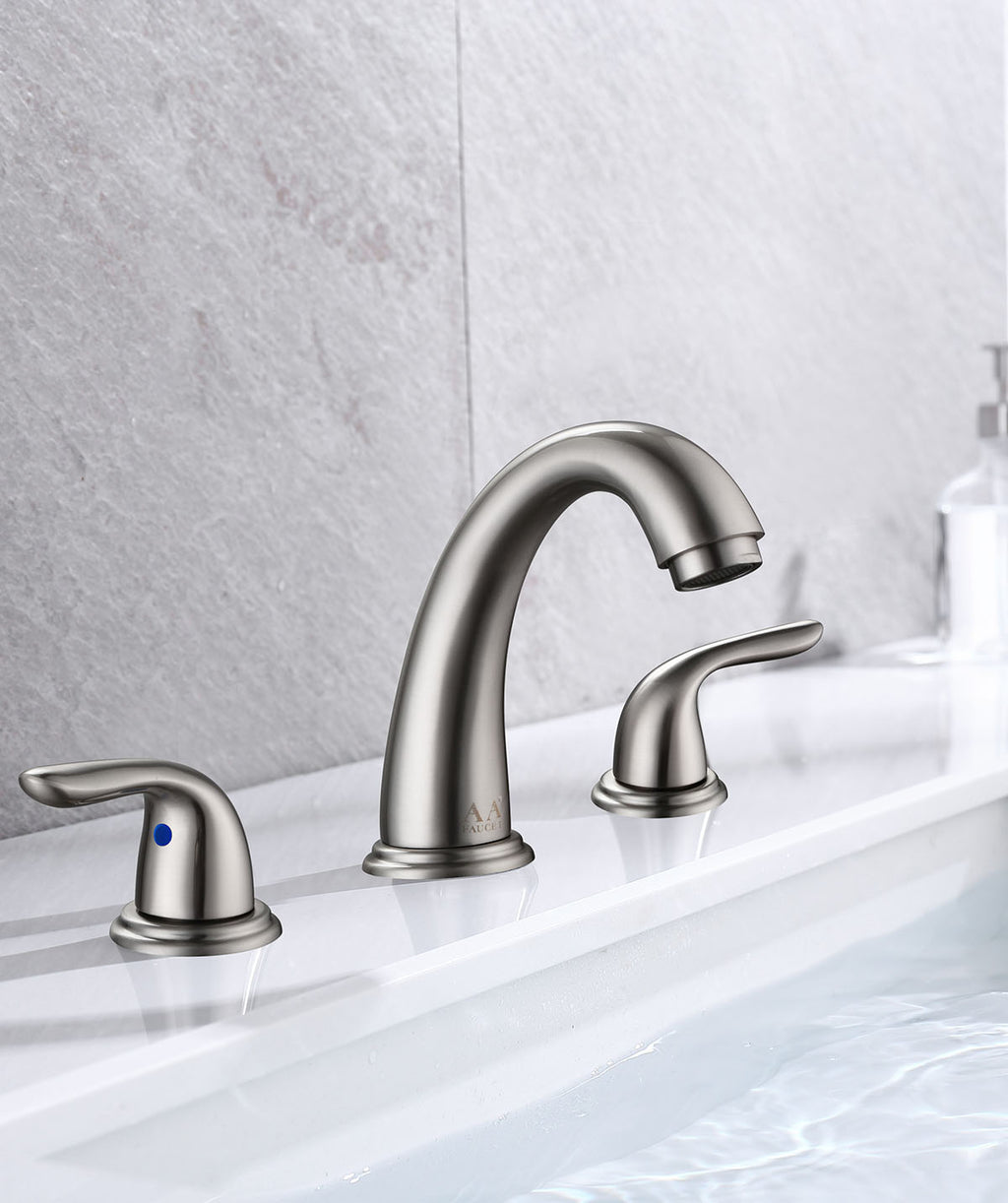 AA Faucet Brushed Nickel Stainless Steel 3 Holes Widespread Bathroom Faucet (AR-B0377-B)