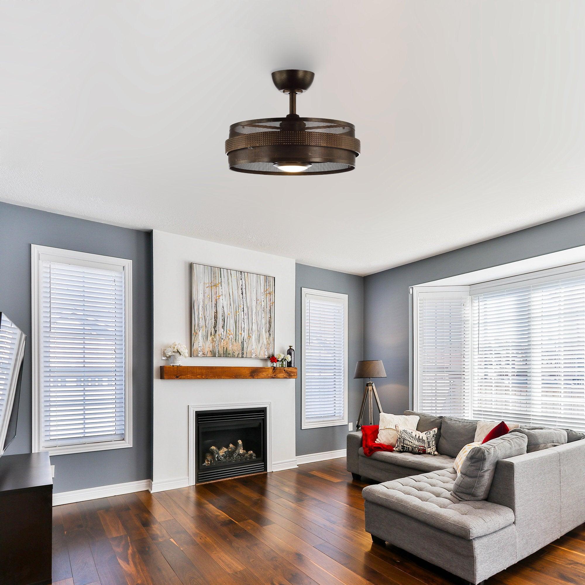 21" Nilgiri Industrial Ceiling Fan - DC Motor, LED Light, Remote, Reversible