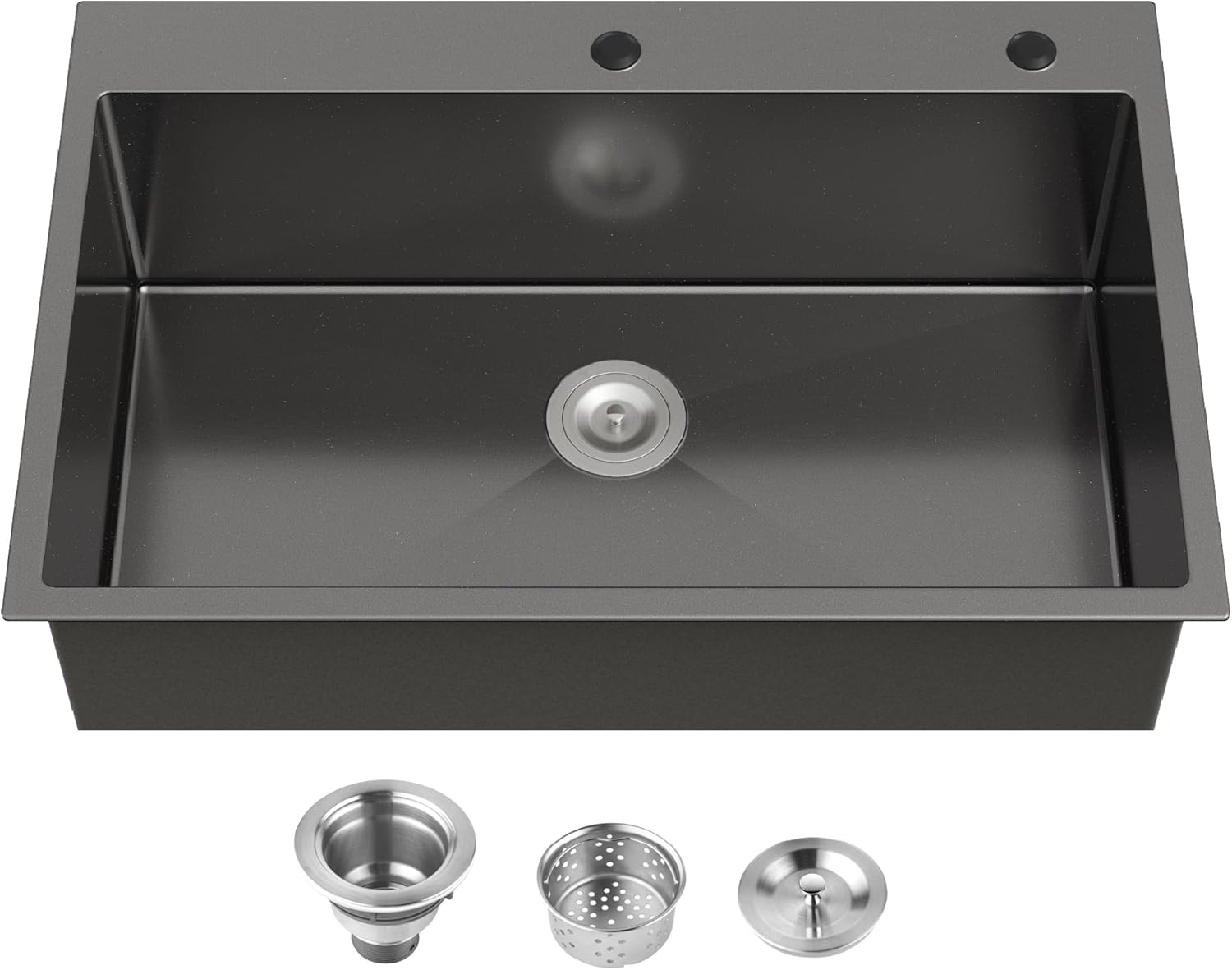 COZY 33" x 22" Stainless Steel Kitchen Sink Single Bowl Overmount Handmade Sink with US Standard Drain and Hook