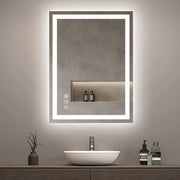 Awoco LED Bathroom Mirror, Vanity Mirror with Backlit and Front Light, Dimmable Anti-Fog Lighted Mirror, Memory Function, 3 Colors Mirror for Bathroom Wall