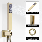 Rbrohant Wall-Mounted Rain Shower System with Pressure Balance Valve - Brushed Nickel, CEC Certified, 10" Rainfall Showerhead with Handheld Spray