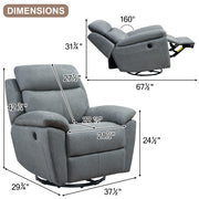 Dormily Recliner Chair for Adults, Ergonomic 270 Degree Swivel Power Recliner, Adjustable Modern Swivel Chair with Thick Seat Cushion and Backrest for Living Room, Bedroom, Nursery (Grey Green)