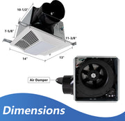 Awoco Bathroom Exhaust Fan 150 LED with Humidity Sensor, Powerful CFM, Ultra-Quiet Sone, Bathroom Ceiling Fan with duct size variation, ETL Certified Ventilation Fan