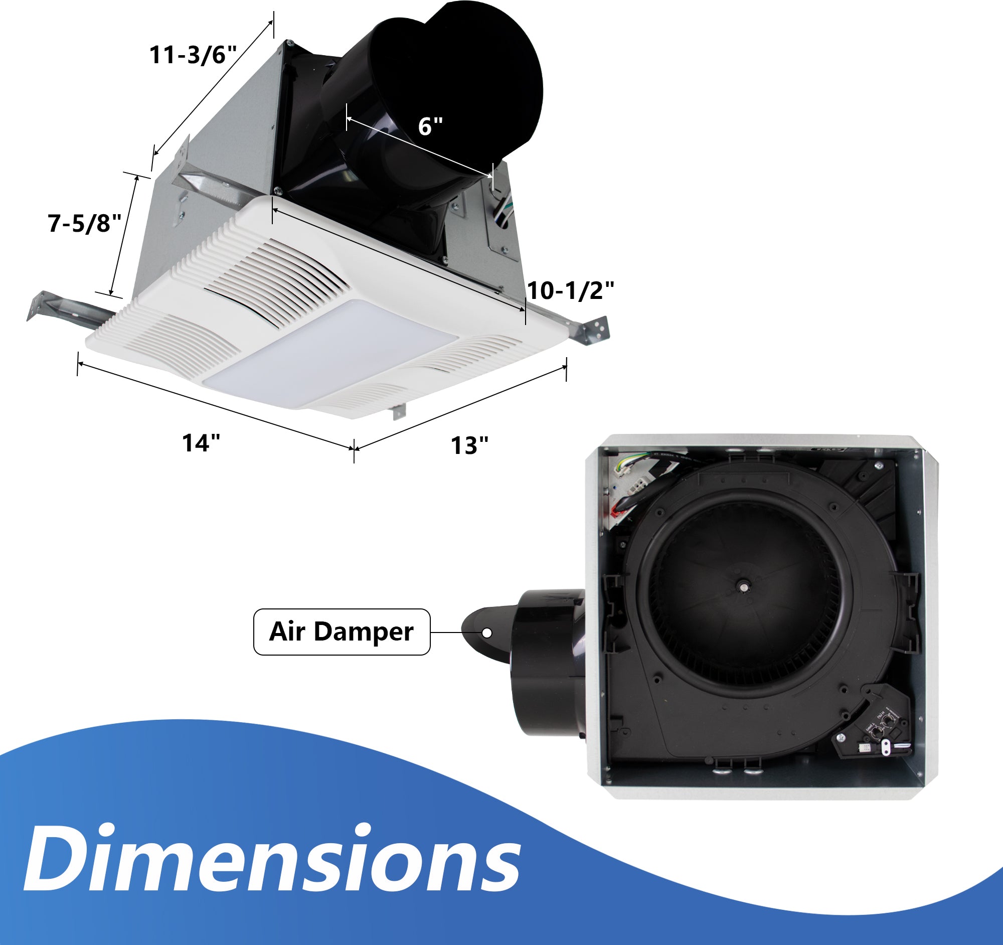 Awoco Bathroom Exhaust Fan 120 LED with Humidity Sensor, Powerful CFM, Ultra-Quiet Sone, Bathroom Ceiling Fan with duct size variation, ETL Certified Ventilation Fan