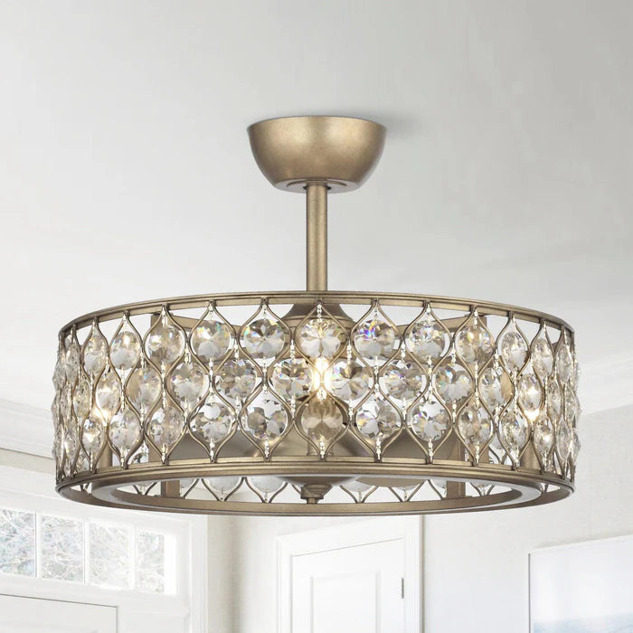 25" Crystal Fandelier - Modern Chandelier Ceiling Fan with LED Light & Remote