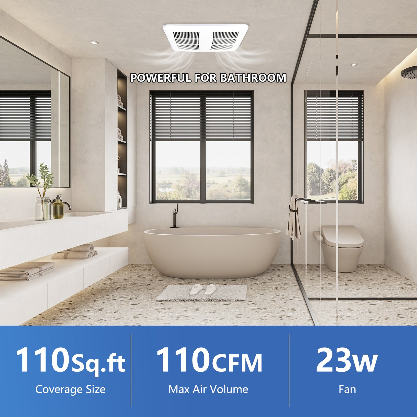 Awoco Bathroom Exhaust Fan, Powerful CFM, Ultra-Quiet Sone, Bathroom Ceiling Fan with duct size variation, ETL Certified Ventilation Fan