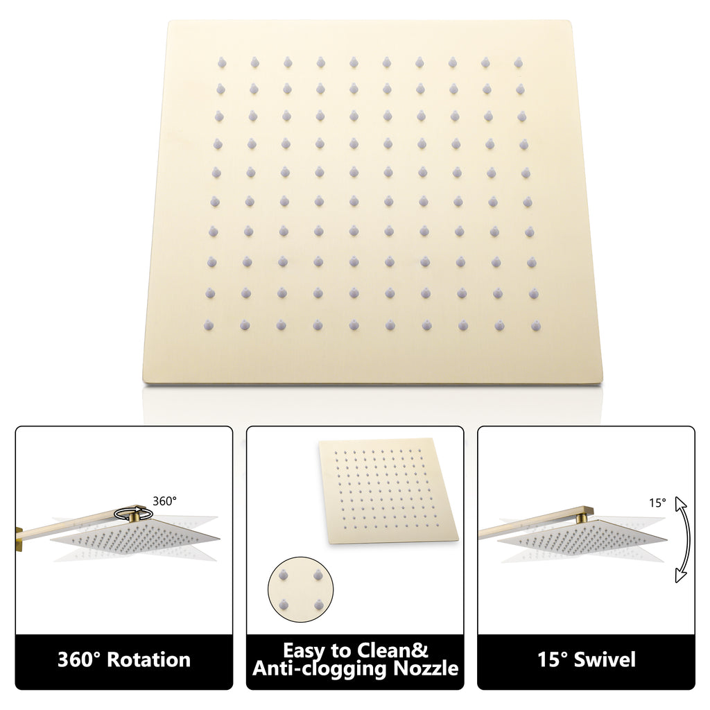 Rbrohant Wall-Mounted Rain Shower System with Pressure Balance Valve - Brushed Nickel, CEC Certified, 10" Rainfall Showerhead with Handheld Spray