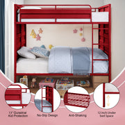 Dormily Full Over Full Metal Bunk Bed with Sturdy Guard Rail, Heavy Duty Full Size Metal Bunk Beds Frame with Ladder, Industrial Bunk Beds, No Box Spring Needed